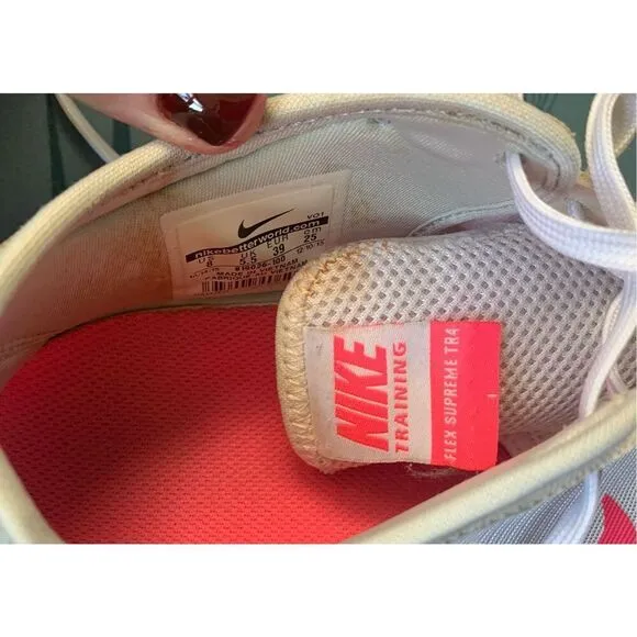 NIKE FLEX SUPREME TR4 white pink SNEAKER GYM SHOES sz 8