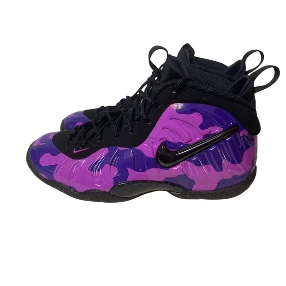 Nike Foamposite Basketball Shoes Purple Camo Hyper Violet Women 8.5 Youth‎ 7