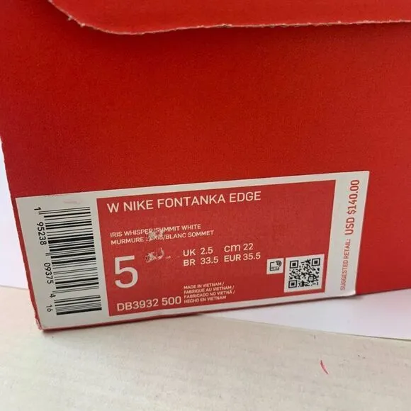 Nike Fontanka Edge Womens Marathon Running Shoes Sneakers Sz 5 Iris Whisper