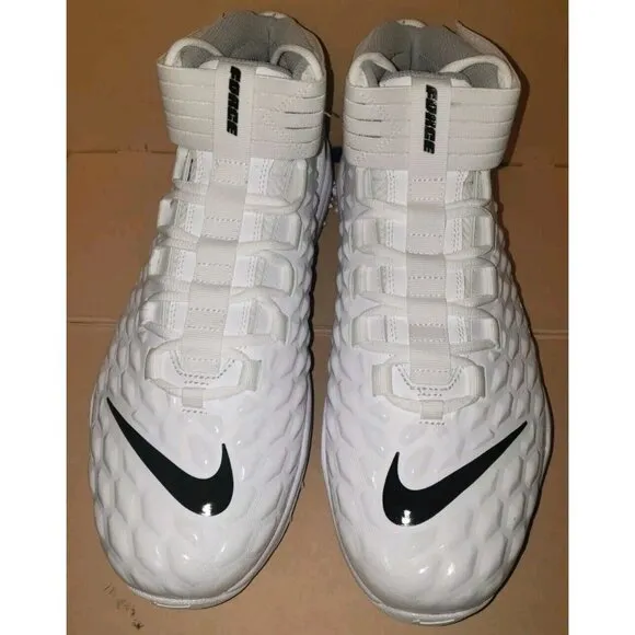 NIKE FORCE SAVAGE PRO 2 SHARK RUBBER CLEATS FOOTBALL WHITE MEN'S SIZE 14.5 WIDE