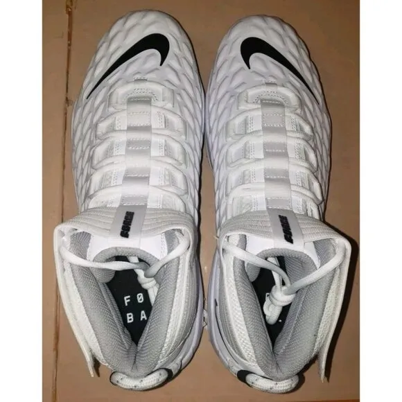 NIKE FORCE SAVAGE PRO 2 SHARK RUBBER CLEATS FOOTBALL WHITE MEN'S SIZE 14.5 WIDE