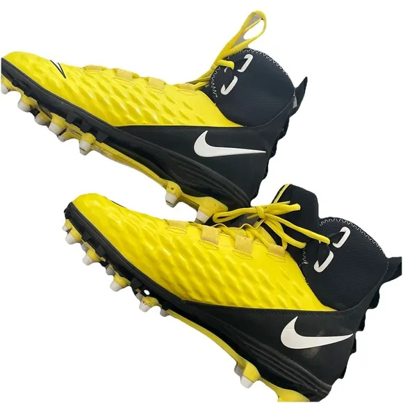 Nike Force Savage Varsity 2 Black Yellow Football Cleats Size 10 AQ8155-701 EUC