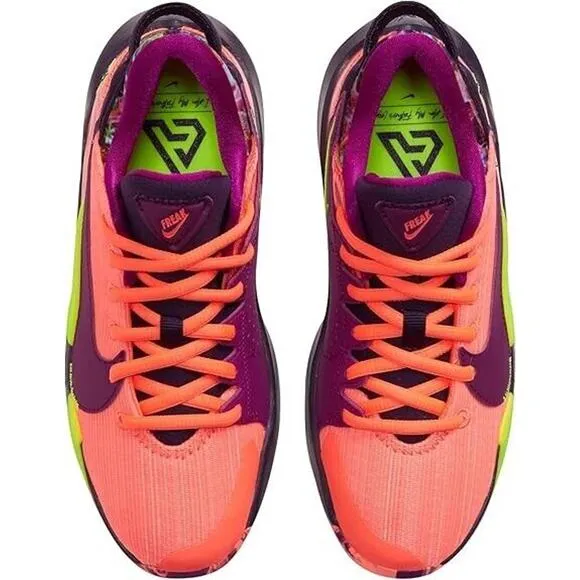 NIKE FREAK 2 SE (GS) BIG KIDS CZ4177 MANGO PLUM VOLT SIZE 6 YOUTH - WOMENS 7.5