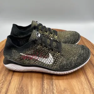 Nike Free RN Flyknit Shoes Mens Size 9 Black Gold Running Jogging Comfort Gym