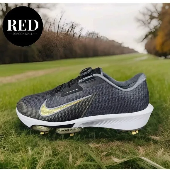 Nike Infinity Tour BOA 2 Black Gray Gold Golf Cleats FN6730-003 - Men's Size 12