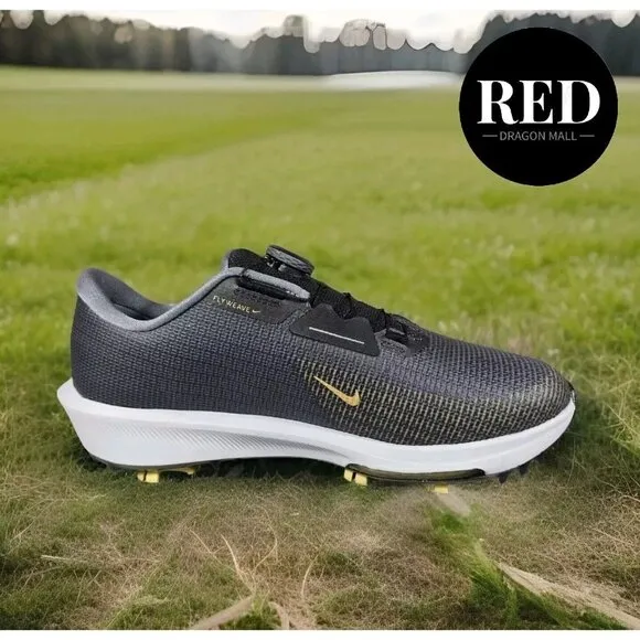 Nike Infinity Tour BOA 2 Black Gray Gold Golf Cleats FN6730-003 - Men's Size 12
