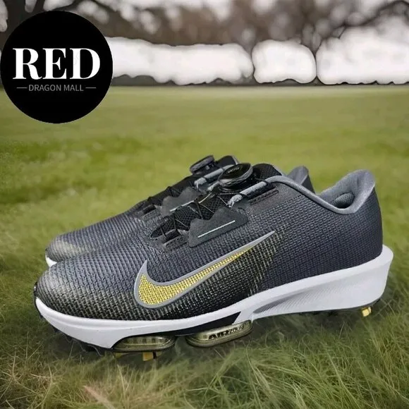 Nike Infinity Tour BOA 2 Black Gray Gold Golf Cleats FN6730-003 - Men's Size 12