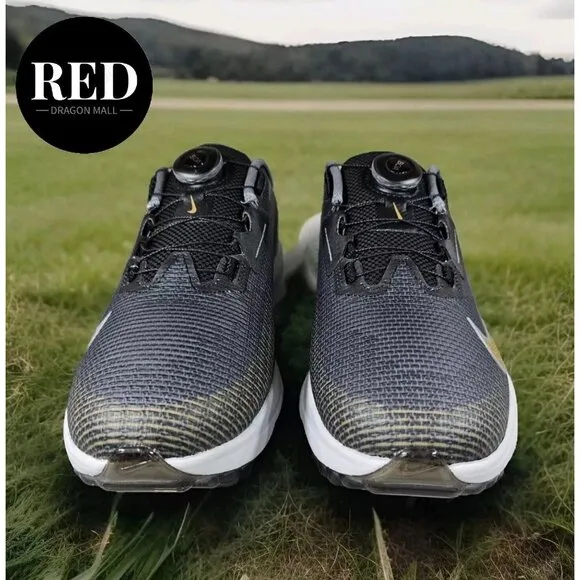 Nike Infinity Tour BOA 2 Black Gray Gold Golf Cleats FN6730-003 - Men's Size 12