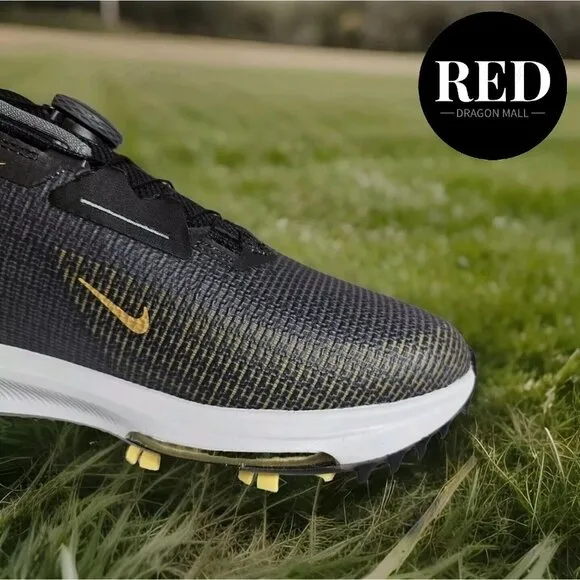 Nike Infinity Tour BOA 2 Black Gray Gold Golf Cleats FN6730-003 - Men's Size 12