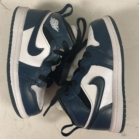 Nike Jordan 1 Mid TD Toddler 7C Shoes Armory Navy White Black 640735-411