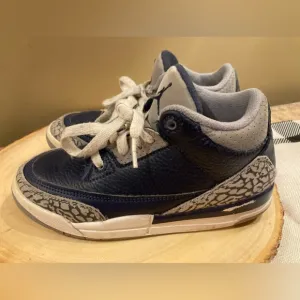 NIKE JORDAN 3 RETRO GEORGETOWN BLUE/GREY LEATHER SNEAKERS SHOES YOUTH SZ 1