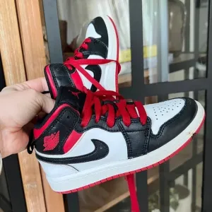 Nike Jordans sneakers Jordan 1 mid gym red black toddler boys high top lace up