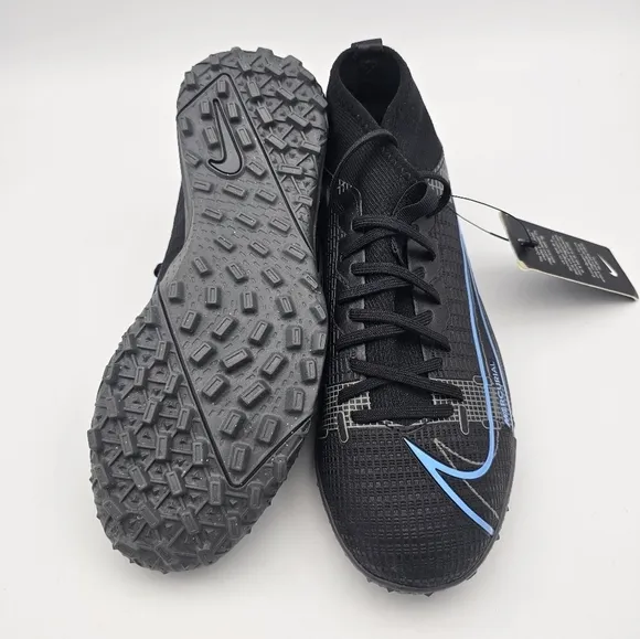Nike Jr. Mercurial Superfly 8 Academy TF Black/Blue Soccer Shoes