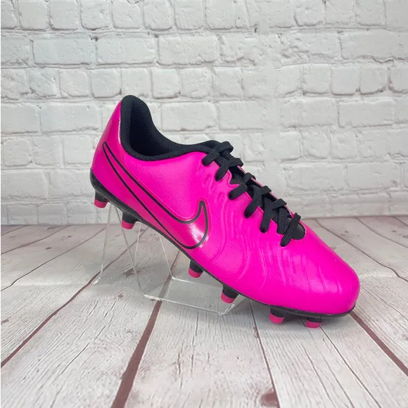 Nike JR Tiempo Legend 10 Club Pink Black Soccer Cleats Youth Sz 5Y (DV4352-600)