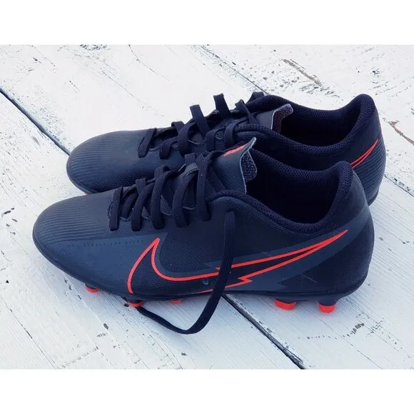 Nike Jr Vapor 13 Club FG MG Size 3Y Soccer Shoes Black Red AT8161-060