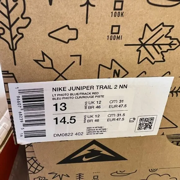 Nike Juniper Trail 2 running hiking shoes Mens 13 Light photo blue plum red
