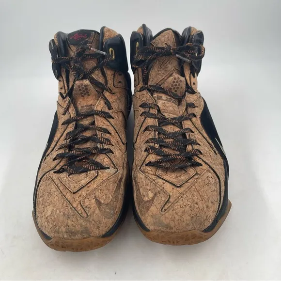 Nike LeBron 12 EXT Cork 2015 Gold Swoosh “King’s Court” Basketball Shoes-Size 10