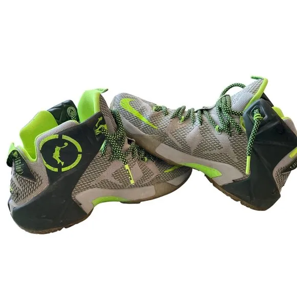 Nike Lebron 12 Mens Basketball Shoes Gray/Volt Size 9.5 US