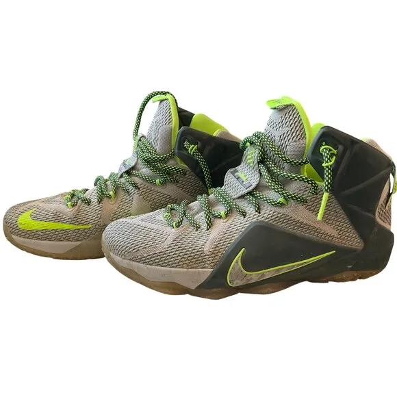 Nike Lebron 12 Mens Basketball Shoes Gray/Volt Size 9.5 US