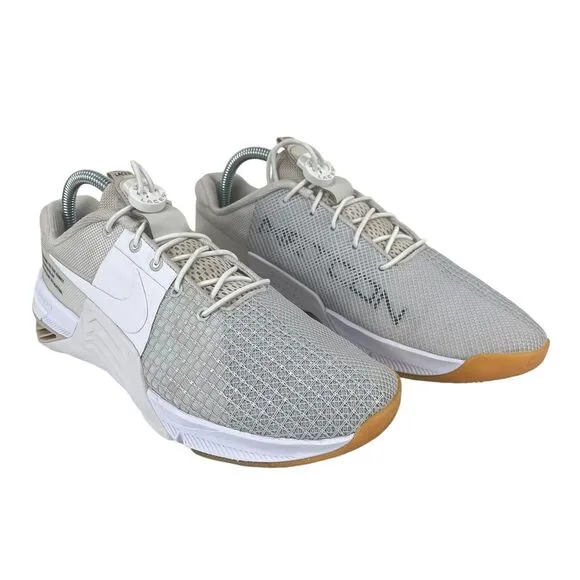 Nike | Men 9 | Metcon 8 Natural/White/Gray Lock Laces Gym Sneakers‎ Shoes