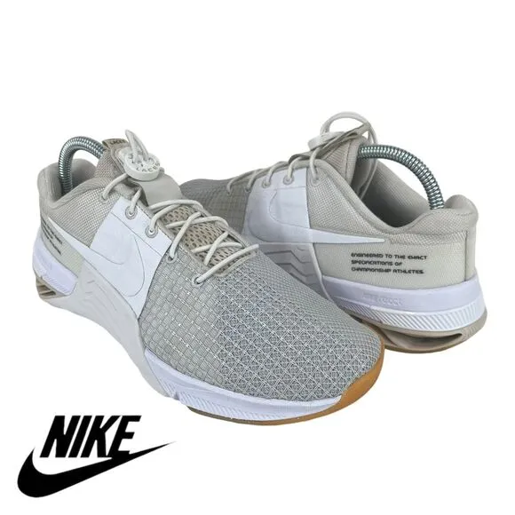Nike | Men 9 | Metcon 8 Natural/White/Gray Lock Laces Gym Sneakers‎ Shoes