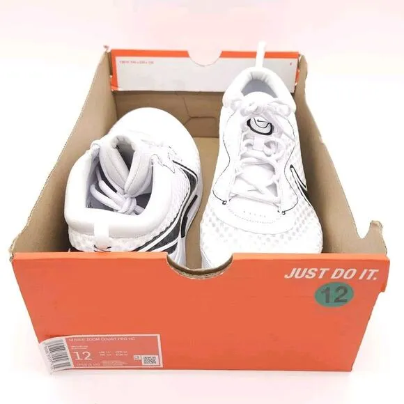 Nike (Mens 12) Zoom Court Pro HC Hard‎ Court Tennis Lace Up Shoes White Sneakers