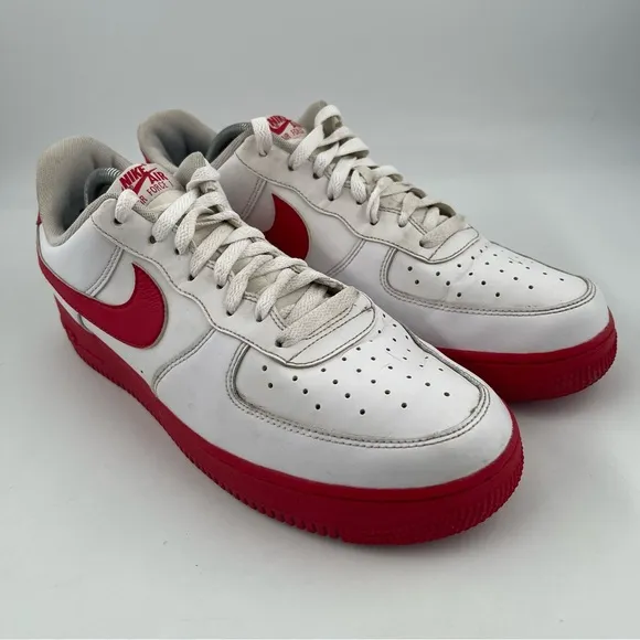 Nike Men’s Air Force 1 ‘07 University Red White Low Top Basketball Shoe- Size 11