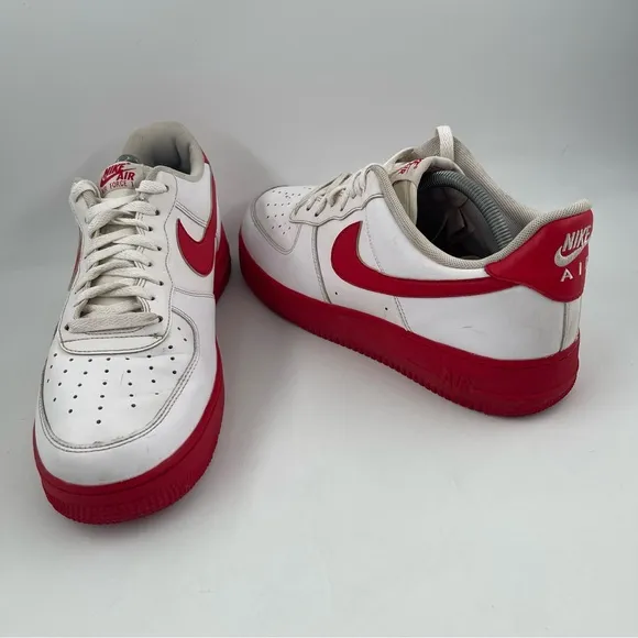 Nike Men’s Air Force 1 ‘07 University Red White Low Top Basketball Shoe- Size 11