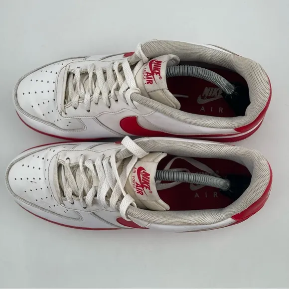 Nike Men’s Air Force 1 ‘07 University Red White Low Top Basketball Shoe- Size 11