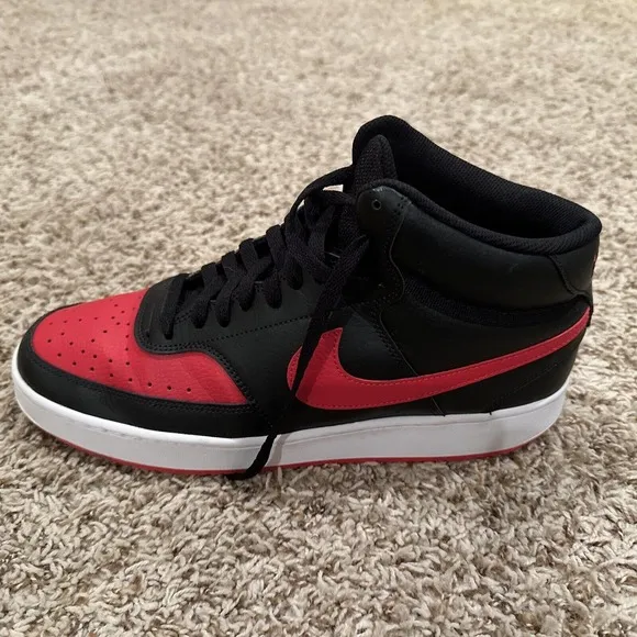 Nike Mens Court Vision Mid Bred Basketball Shoes US Size 12 Black/Red DM8682-001