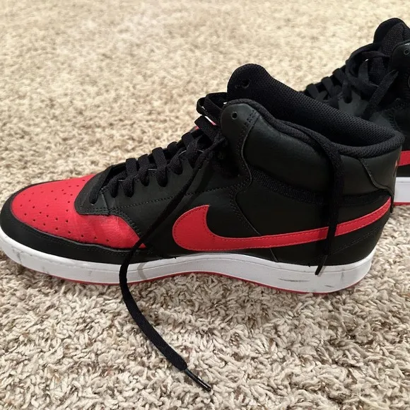 Nike Mens Court Vision Mid Bred Basketball Shoes US Size 12 Black/Red DM8682-001