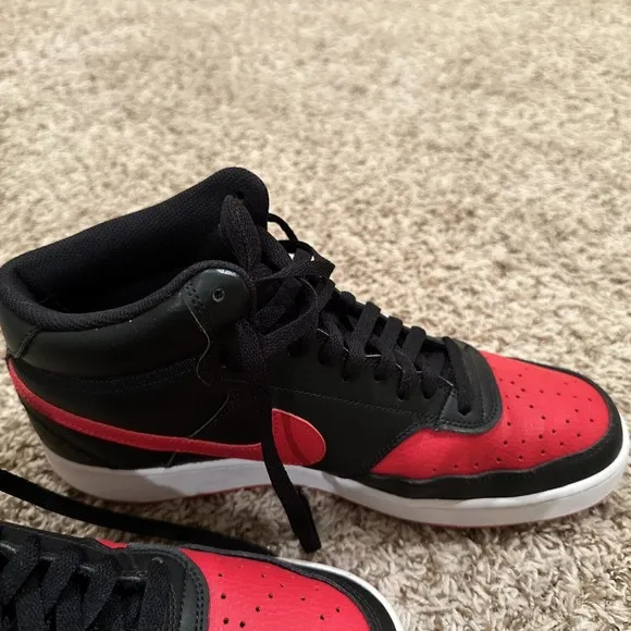 Nike Mens Court Vision Mid Bred Basketball Shoes US Size 12 Black/Red DM8682-001