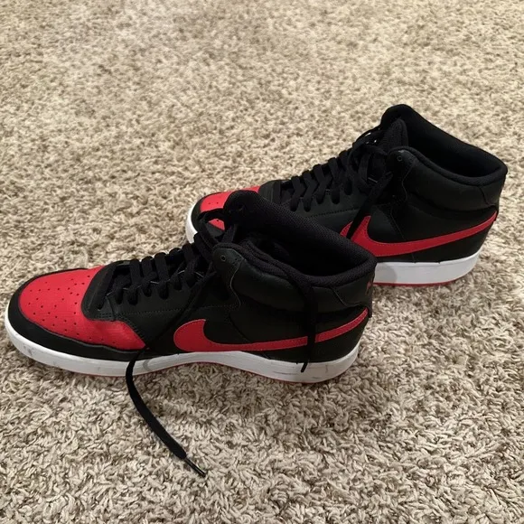 Nike Mens Court Vision Mid Bred Basketball Shoes US Size 12 Black/Red DM8682-001