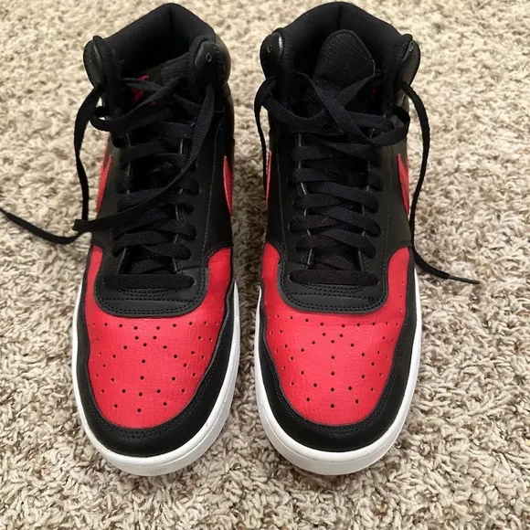 Nike Mens Court Vision Mid Bred Basketball Shoes US Size 12 Black/Red DM8682-001