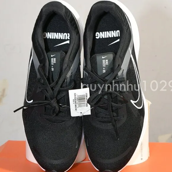 Nike Men's Quest 5 Road Running Shoes - Black/White DD0204-001