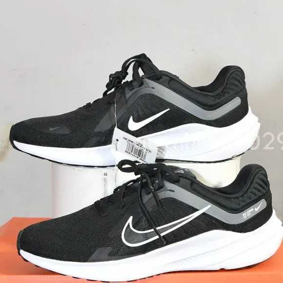 Nike Men's Quest 5 Road Running Shoes - Black/White DD0204-001