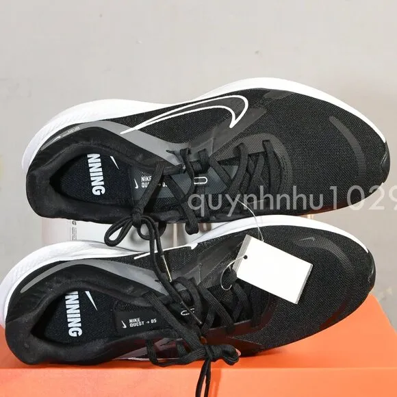Nike Men's Quest 5 Road Running Shoes - Black/White DD0204-001