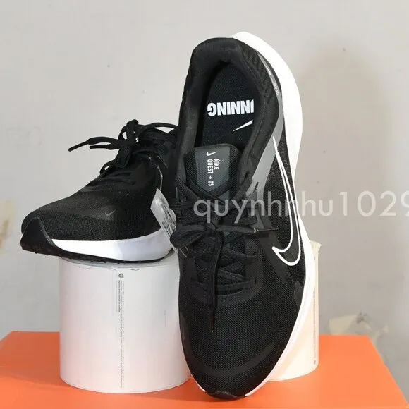 Nike Men's Quest 5 Road Running Shoes - Black/White DD0204-001