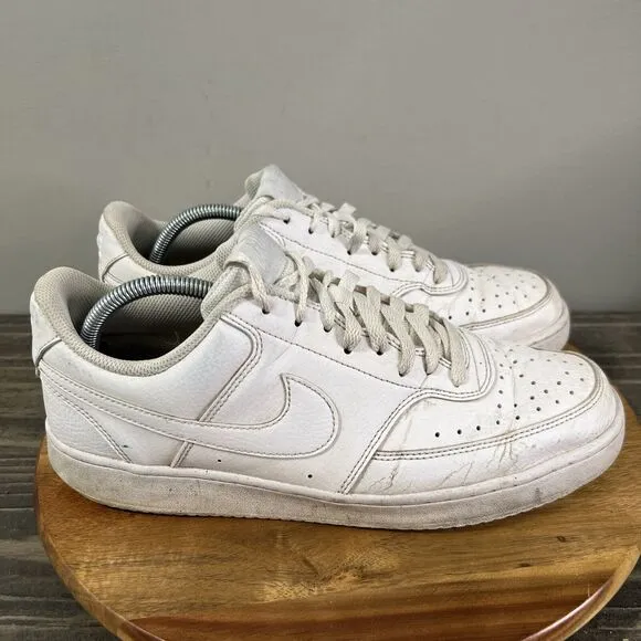 Nike Men's Size 10.5 Court Vision Low Triple White Sneakers Shoes CD5463-100