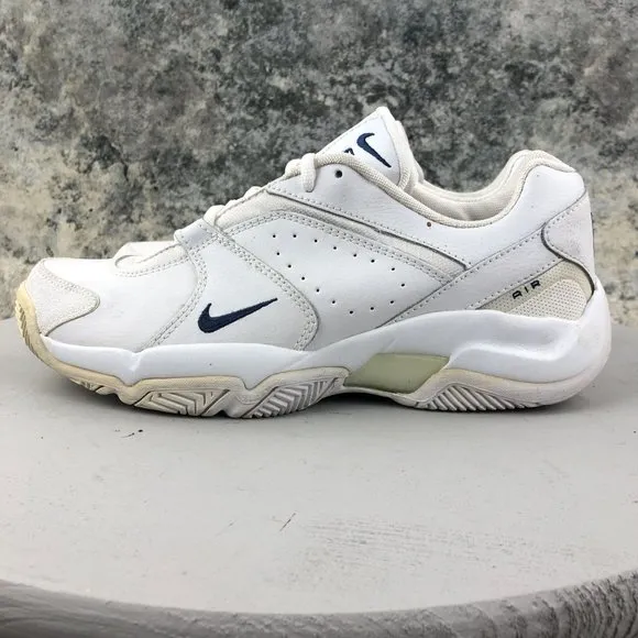 Nike Mens VTG Size 9 Air Supreme Court White Leather Lace-Up Sneakers 840048-143
