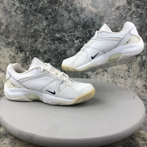 Nike Mens VTG Size 9 Air Supreme Court White Leather Lace-Up Sneakers 840048-143