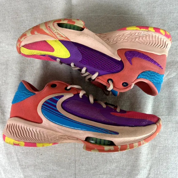 Nike Mens Zoom Freak Running Shoes Size 6 Neon Colorful Sneakers Basketball Gym