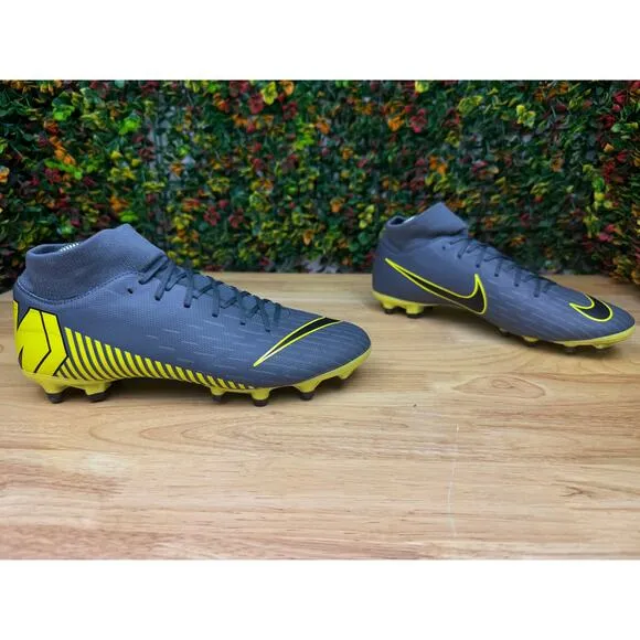 Nike Mercurial‎ Superfly 6 Academy FG Soccer Cleats Shoes Thunder Gray Yellow 8