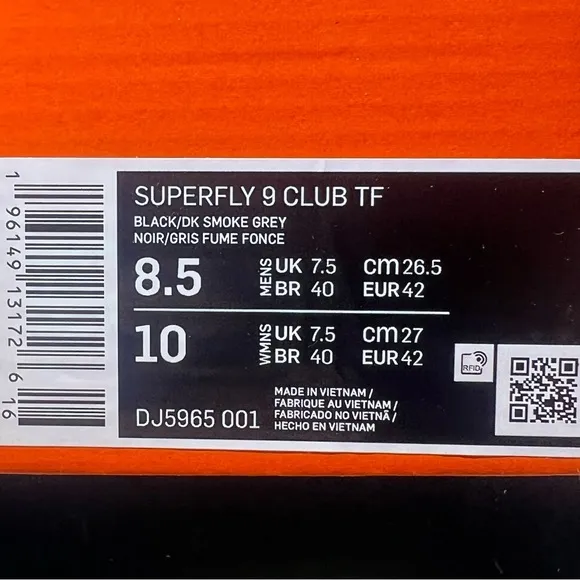 Nike Mercurial Superfly 9 Club TF Soccer Shoes Mens Size 8.5 Black DJ5965 001