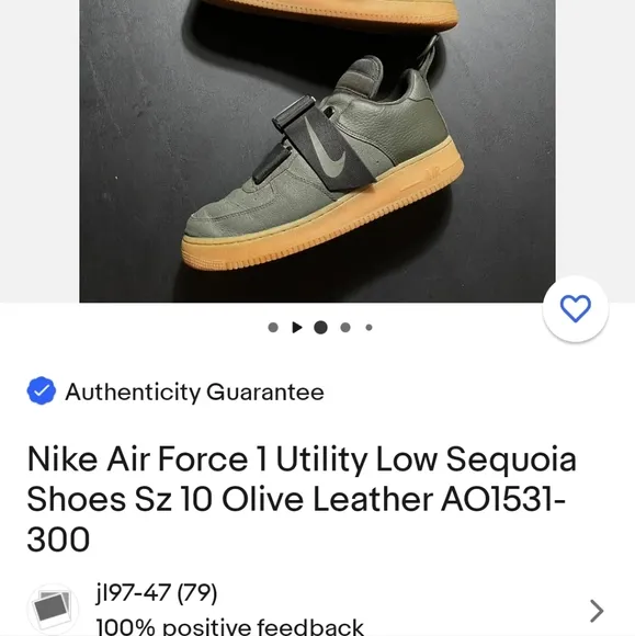 [NIKE] Nike AIR FORCE 1 UTILITY &quot; SEQUOIA &quot; BOYS size 4y- Olive leather