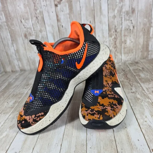 Nike PG 4 Basketball Shoes Orange Pixel Camo Zip Mens Size 10.5