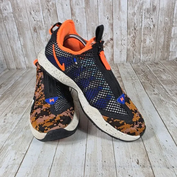 Nike PG 4 Basketball Shoes Orange Pixel Camo Zip Mens Size 10.5