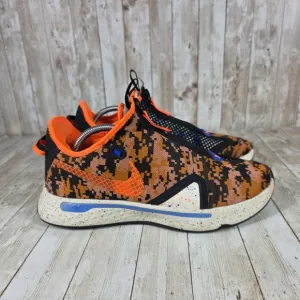 Nike PG 4 Basketball Shoes Orange Pixel Camo Zip Mens Size 10.5