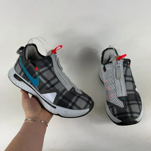 Nike PG 4 Plaid Sneakers Men's 8.5 Gray Lace-Up Low Top Running Shoes CD5079-002