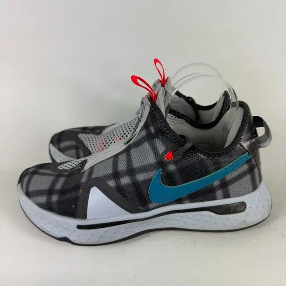 Nike PG 4 Plaid Sneakers Men's 8.5 Gray Lace-Up Low Top Running Shoes CD5079-002